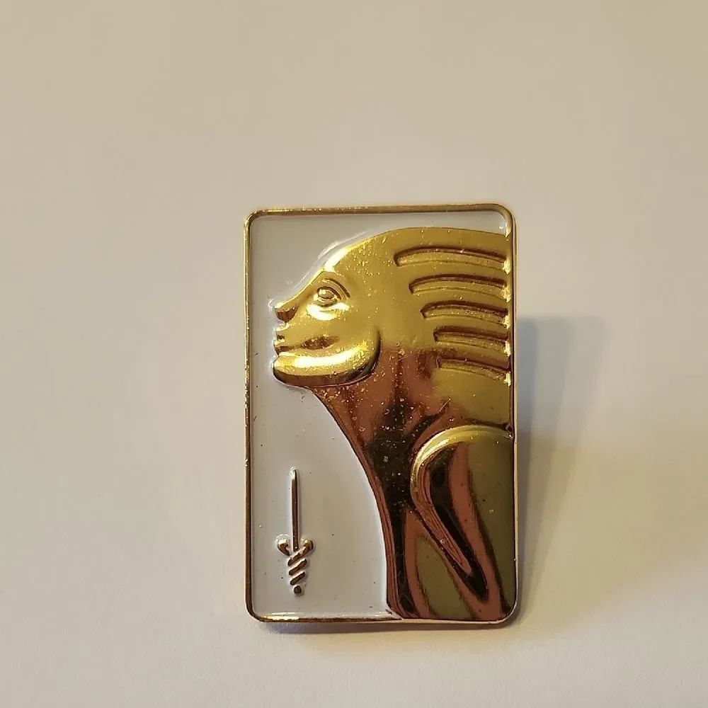 Vintage American Cancer Society Breast Cancer Awareness Lapel Pin Gold White